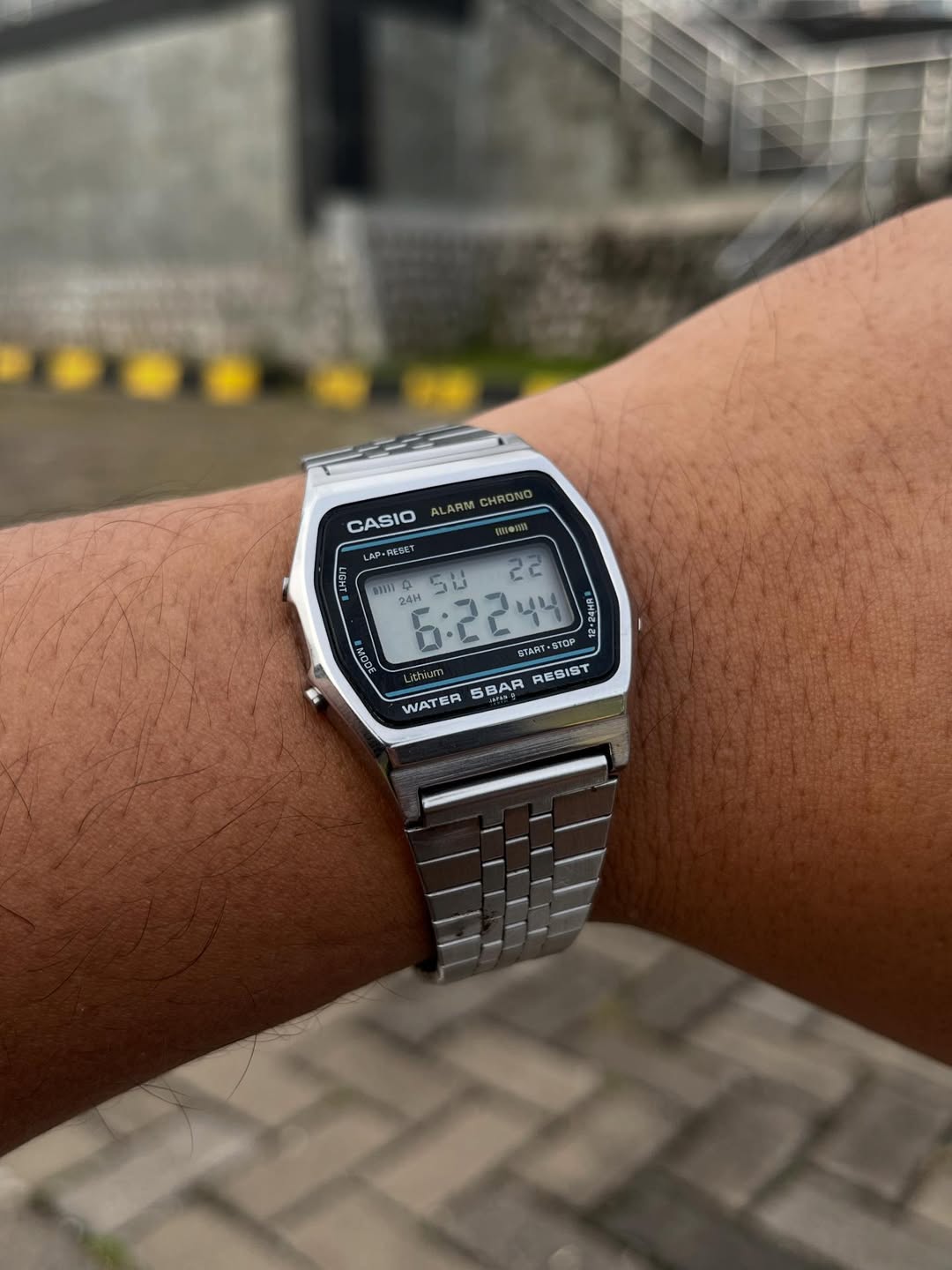 vintage Casio W-31 stainless steel digital watch