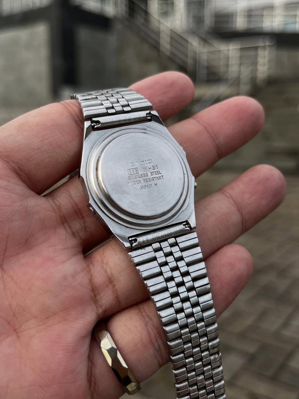 vintage Casio W-31 stainless steel digital watch