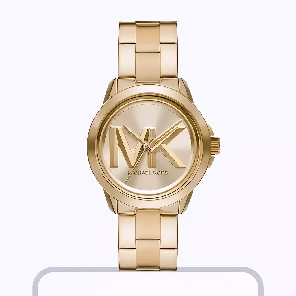 This is a Michael Kors Brynn gold-tone stainless steel ladies watch.