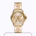 This is a Michael Kors Brynn gold-tone stainless steel ladies watch.