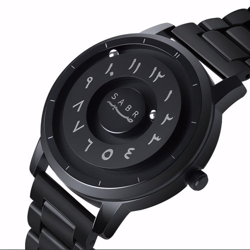 Black Sabr Premium Arabic watch featuring magnetic display
