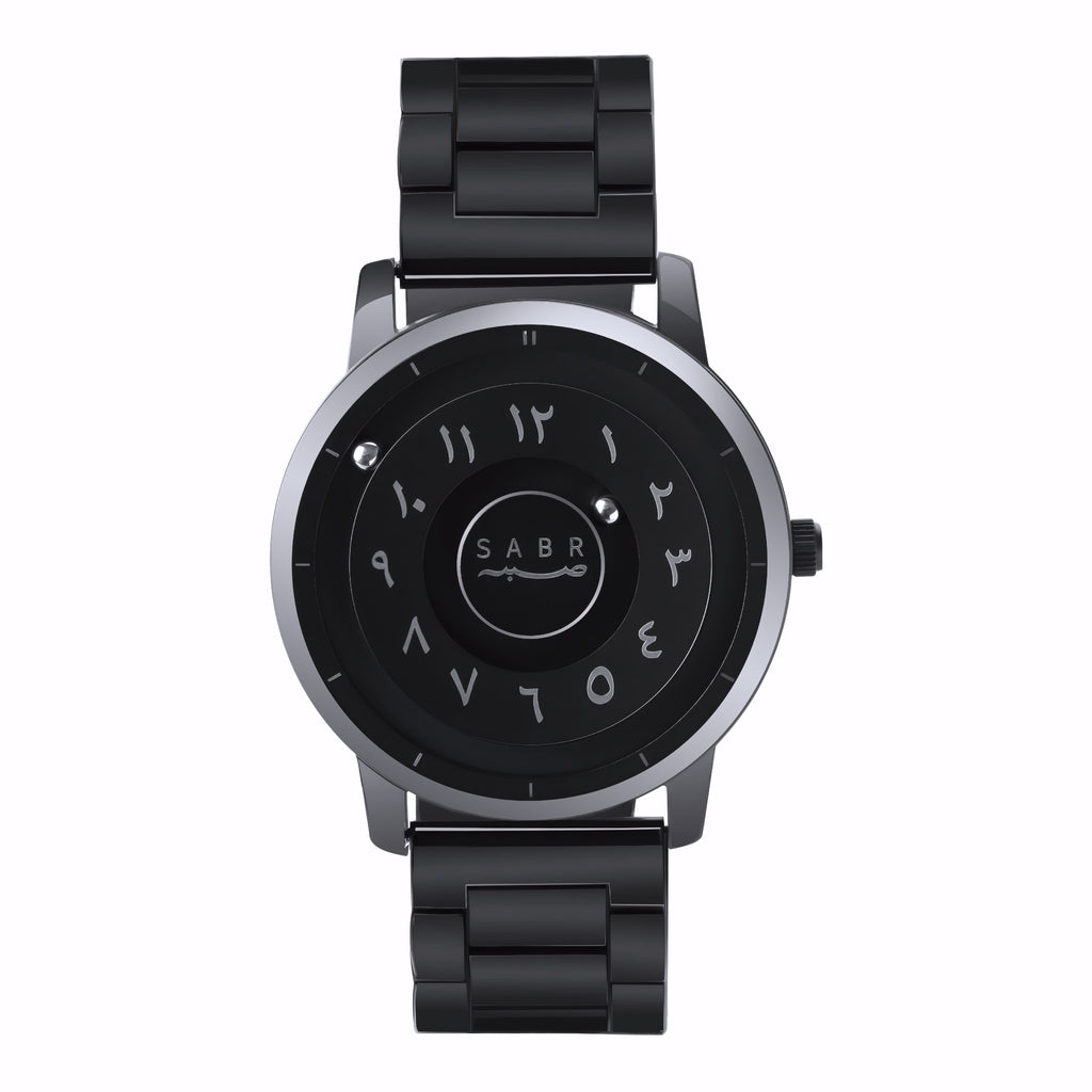 Black Sabr Premium Arabic watch featuring magnetic display