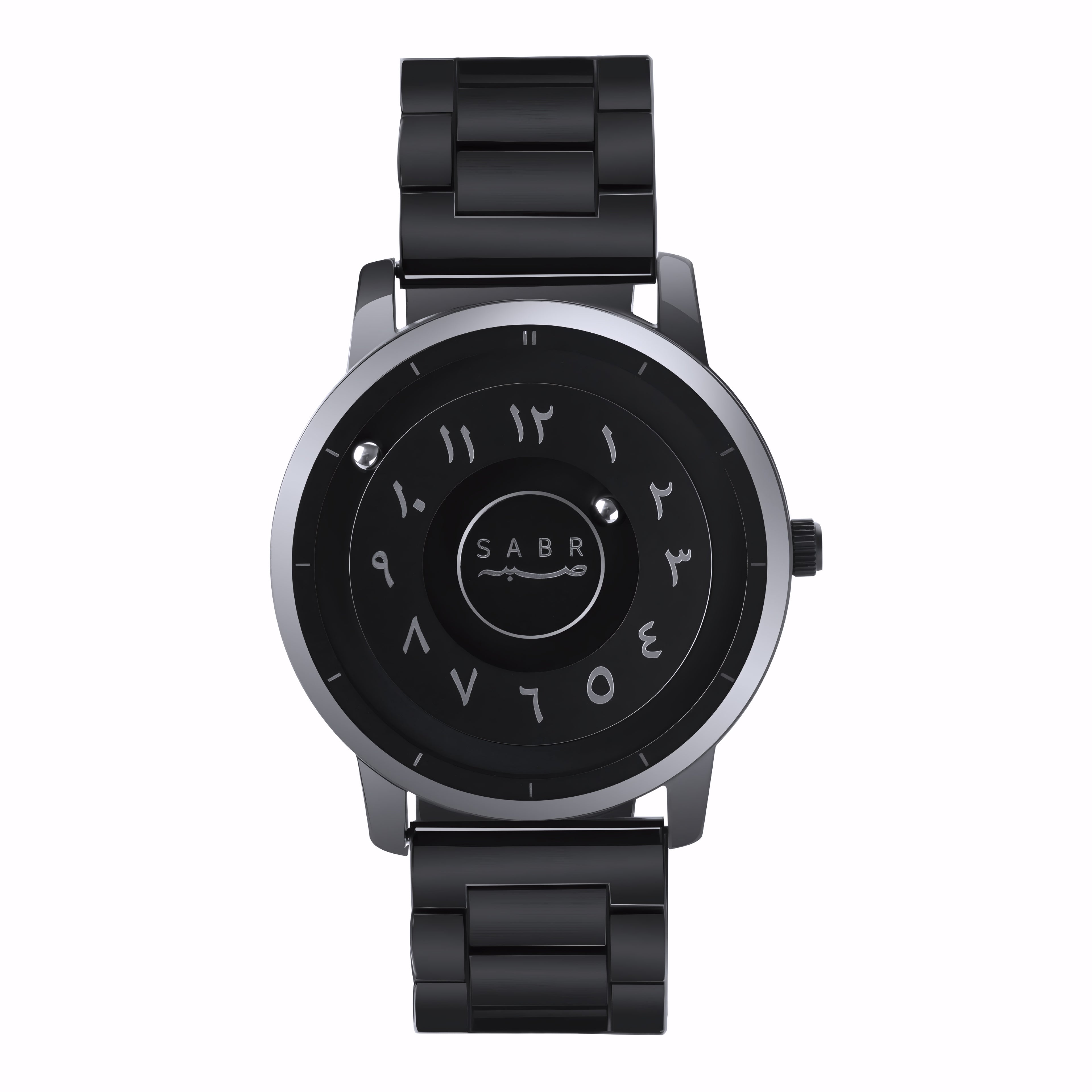 Black Sabr Premium Arabic watch featuring magnetic display